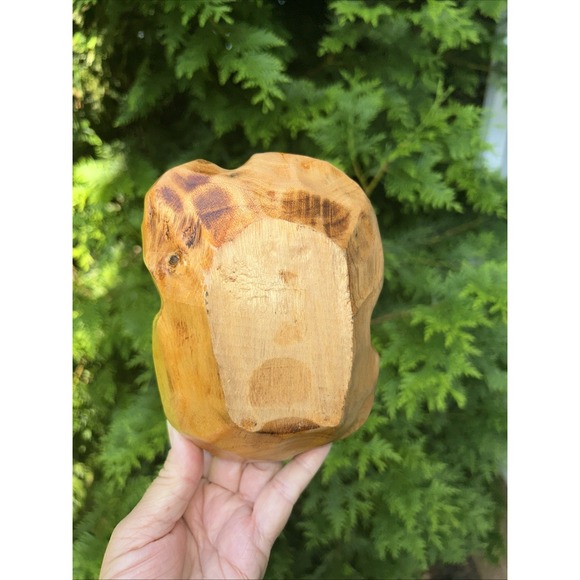 Artisan HANDCARVED WOODEN BASKET/BOWL w/handle. Handcarved Tree Trunk Root - Picture 3 of 7